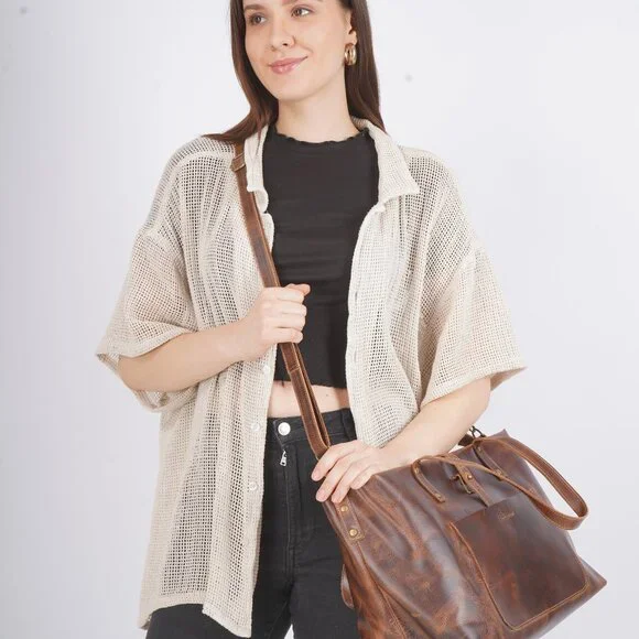 Artizanni Genuine Leather Women's Vintage Tote Bag Classic Bag Designer - Picture 11 of 13